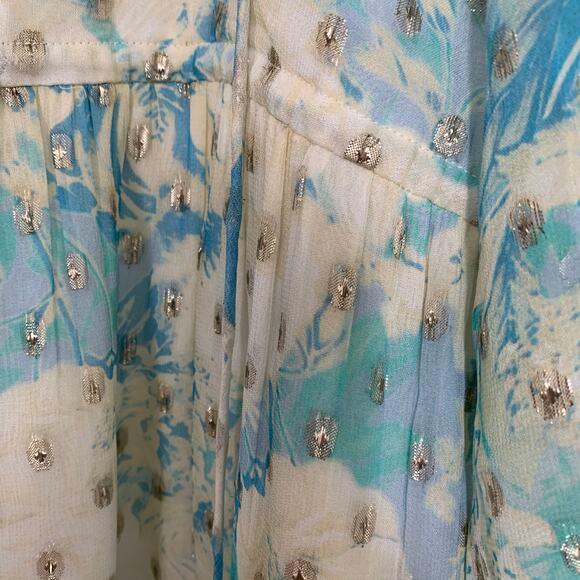 Hemant & Nandita Turquoise Blush Metallica Georgette Mini Dress Medium - Picture 9 of 16